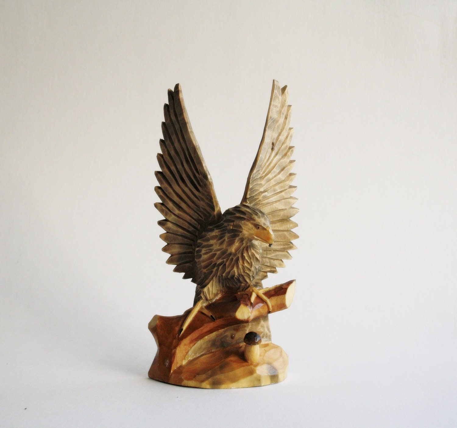 Eagle Wood Sculpture Eagle Wood Carving Vintage by VintageStall