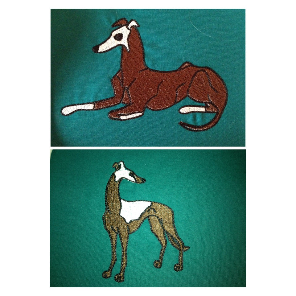Items similar to greyhound dog machine embroidery designs for 4x4 hoop