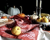 rust red wheat batik tea towel for your winter table - margotbianca