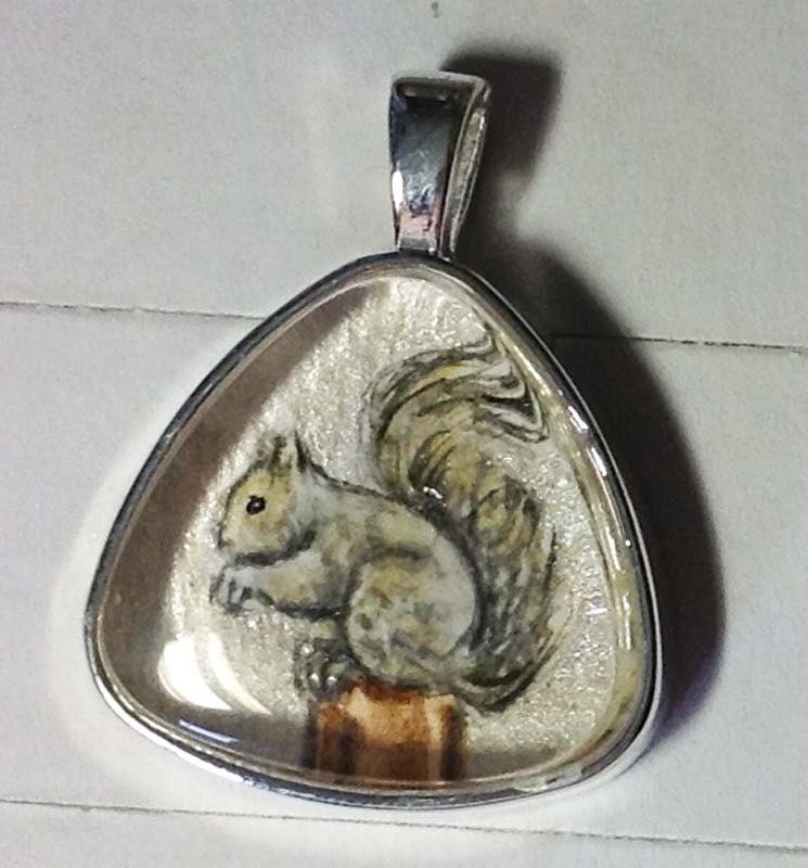 Squirrel on Silver Pendant OOAK Wearable Art Perfect for the Squirrel Lover or Rehabber - Drusilla