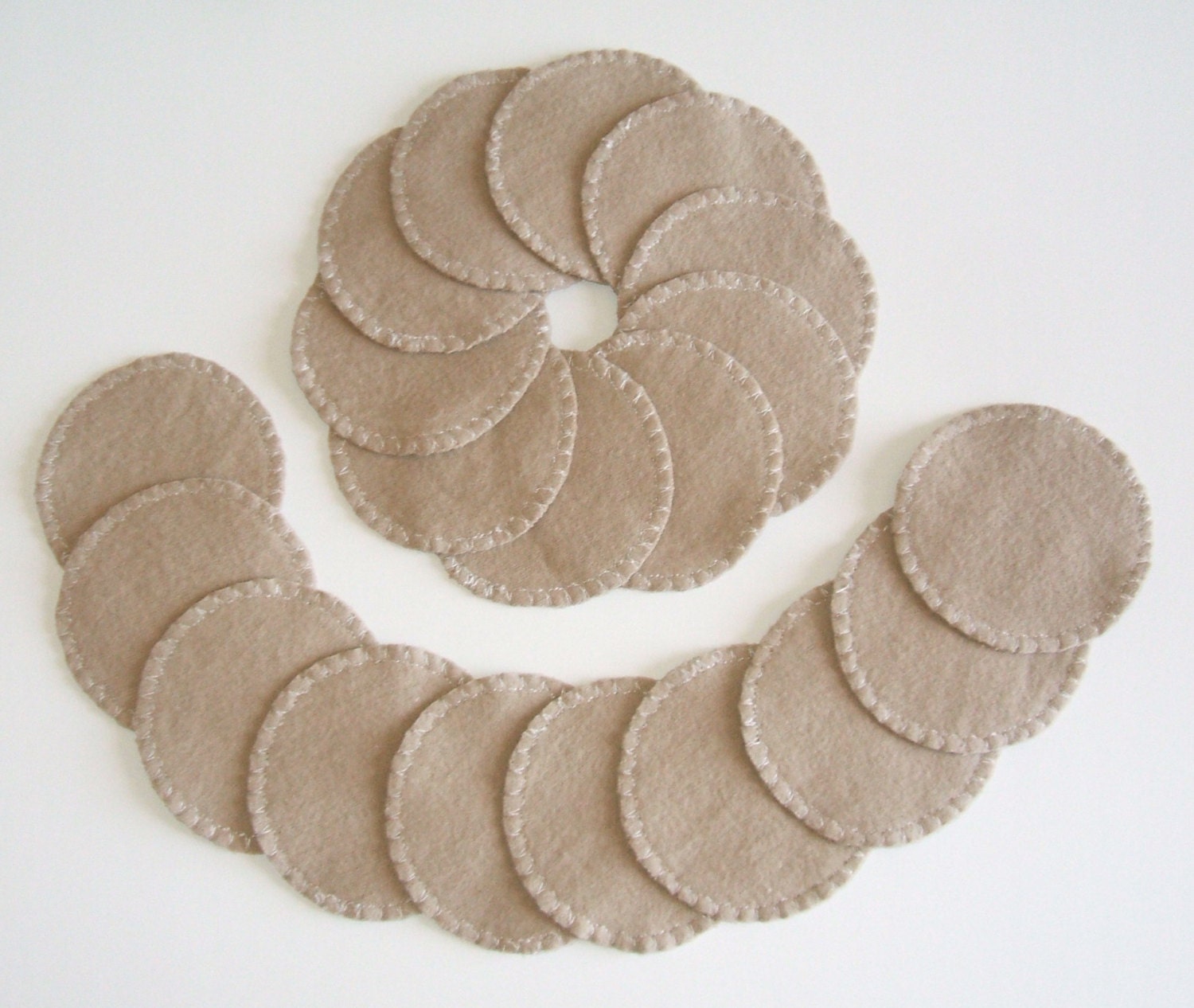 Reusable Cotton Rounds Set of 20 Makeup Remover Pads Tan Washable