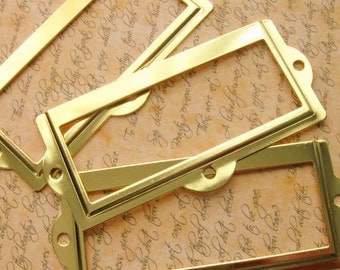 Set of 5 Antique Brass Finish Label Holders Card by LillianOlive