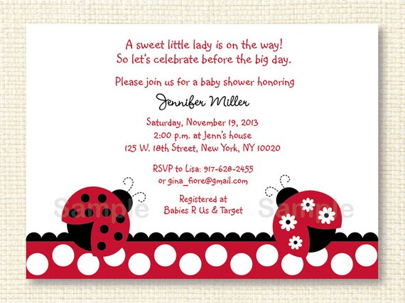 Ladybug Baby Shower Invitation Printable