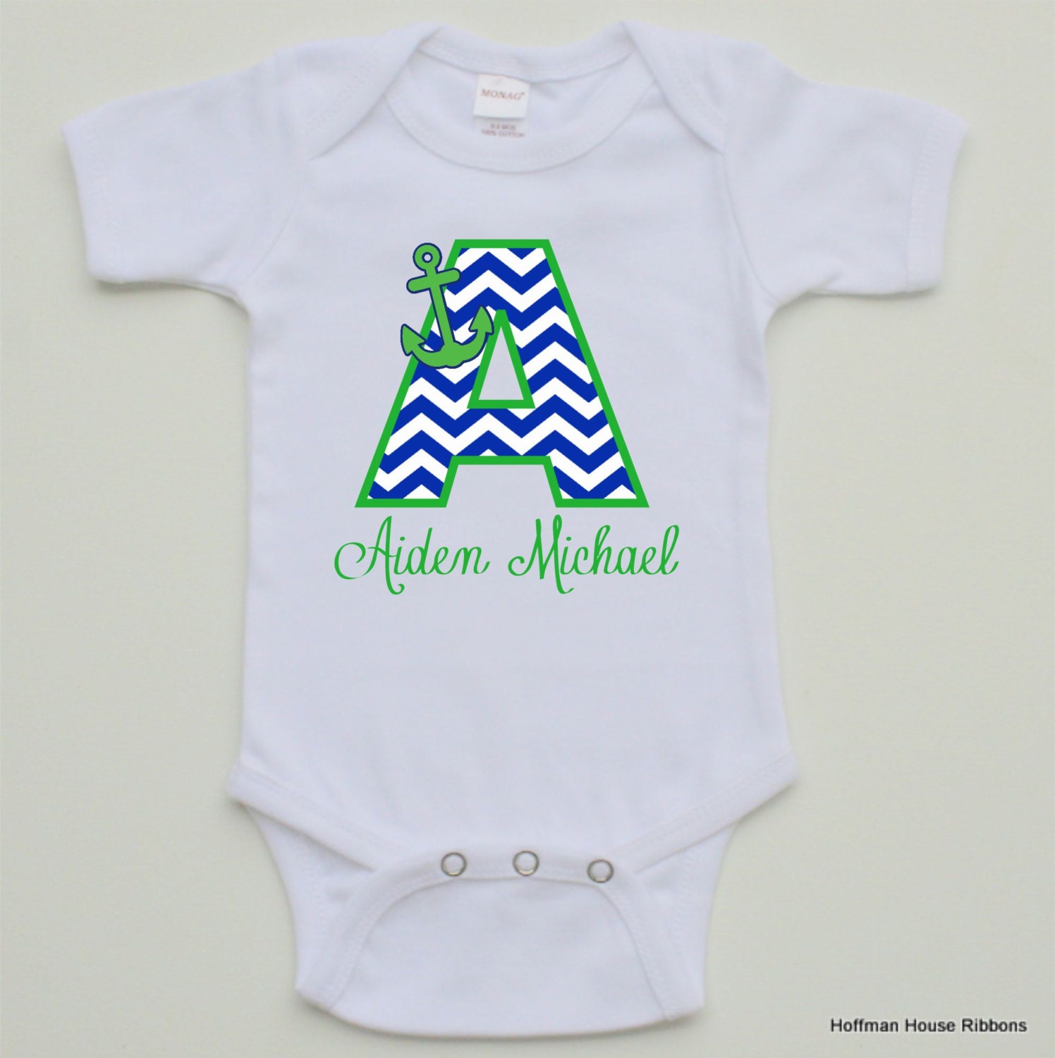 Personalized Monogrammed Baby Boy Bodysuit by TheMonogramMaker