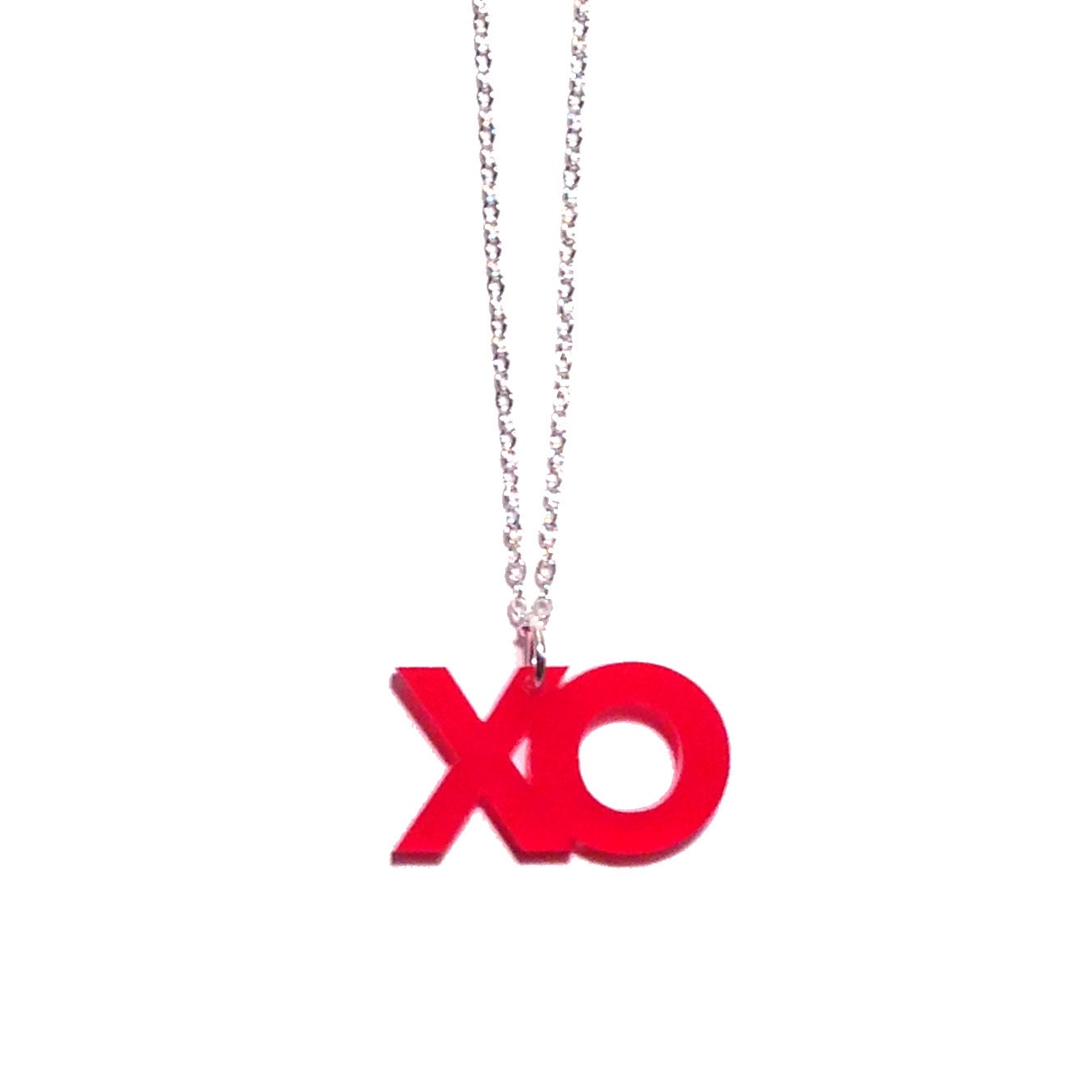 xo hugs and kisses necklace (red) - plastique