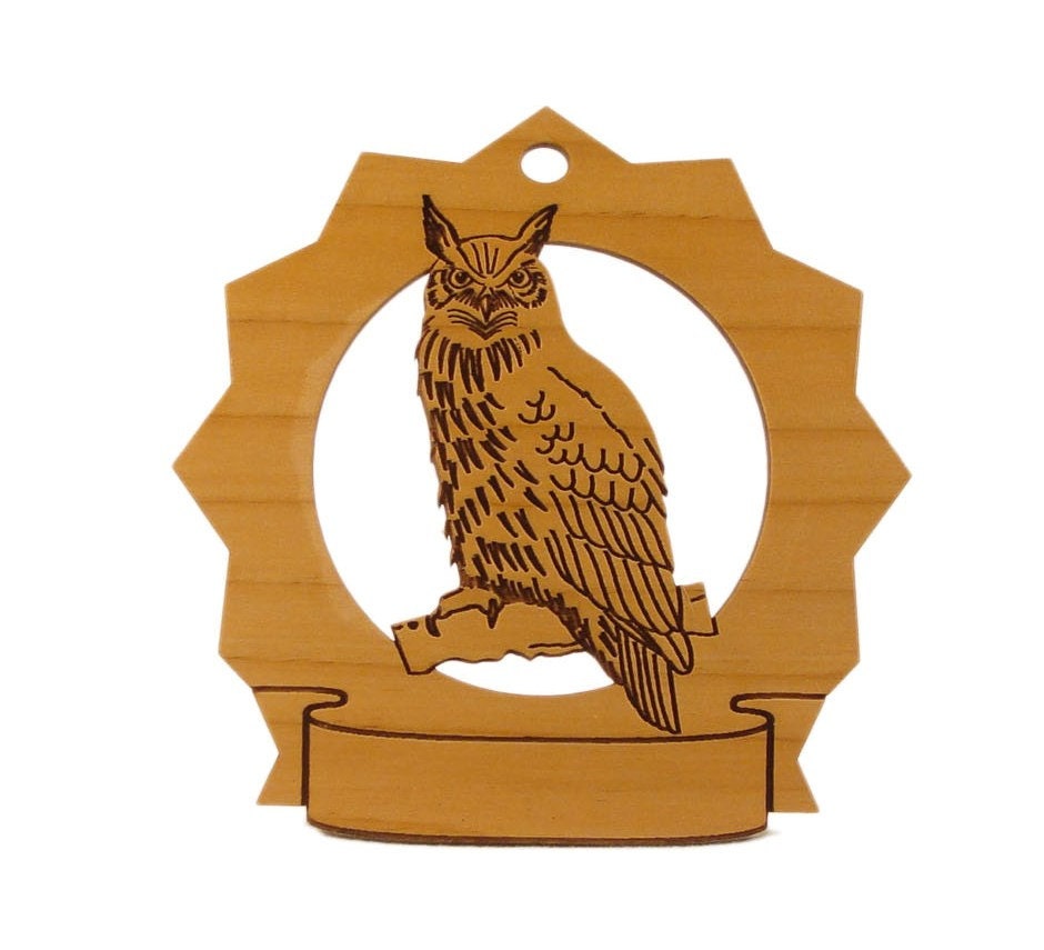 Owl Personalized Wood Ornament - gclasergraphics