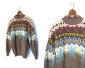 Vintage Benetton Sweater / Boyfriend Sweater / Snowflake Sweater