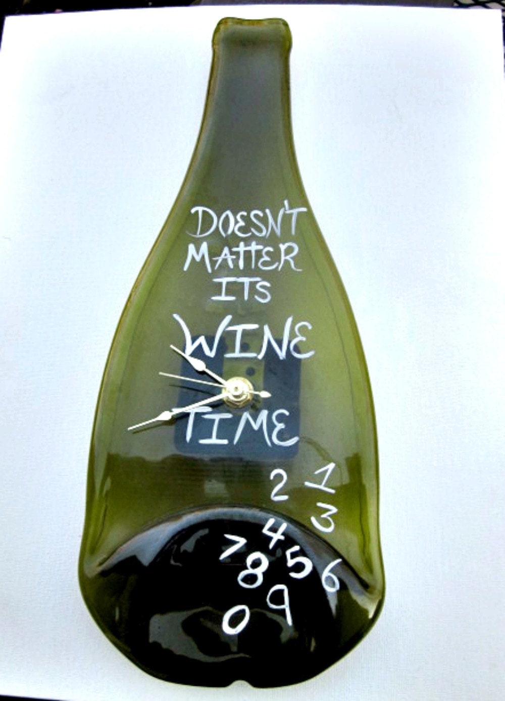 Clock Glass Clock Wine Bottle Clock Doesnt by GlassGaloreGal