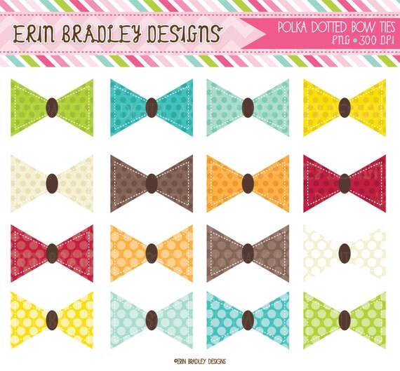 Polka Dotted Bowties Clipart Clip Art Personal and Commercial Use Digital Designs Il_570xn