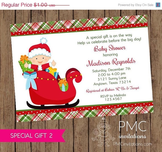 Christmas Baby Shower Invitations - 1.00 each with envelope Il_570xn
