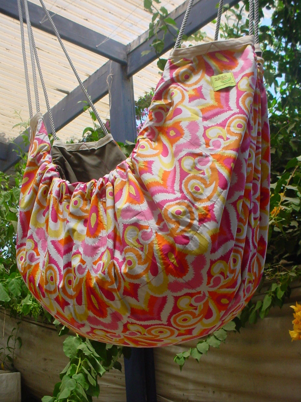 One of a Kind - Baby hammock, cradle, swing, crib - for babies and children to use indoors or outdoors. Pink Fire and Grey