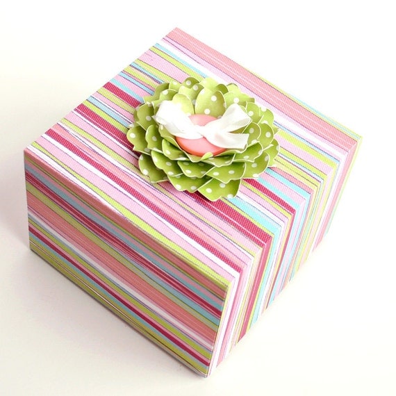 Handmade Cardstock Gift BOX Decorated with by PapersAndPetals