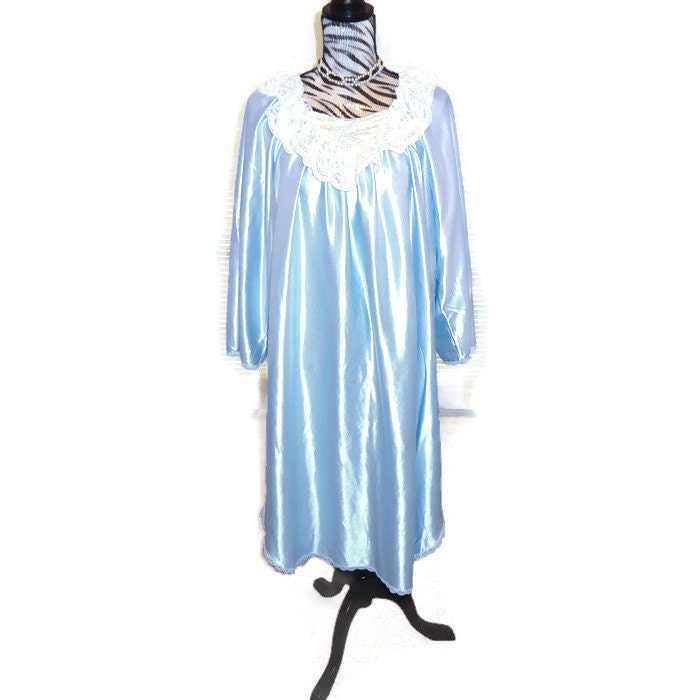 Vintage Sky Blue Women's Plus Size Negligee Nightgown Lingerie Sale