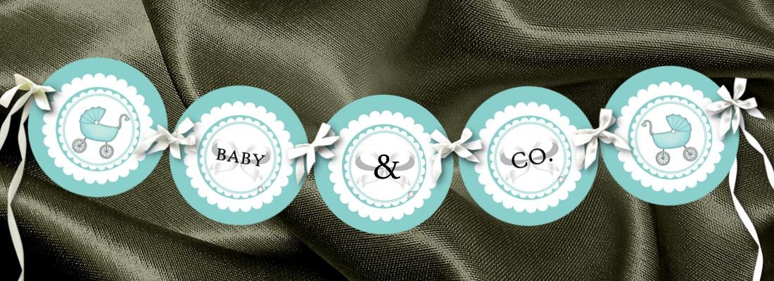 Baby Shower Banner, Tiffany Inspired, Aqua, Baby & Co Il_570xn