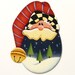 Santa Ornament, Christmas, Handpainted Wood