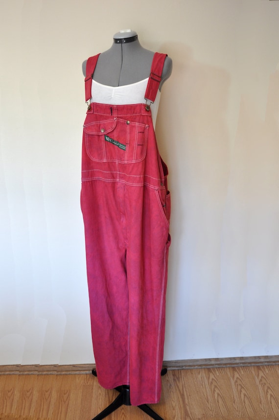 Red Bib OVERALLS Hand Dyed Wine Red Key by DavidsonStudio