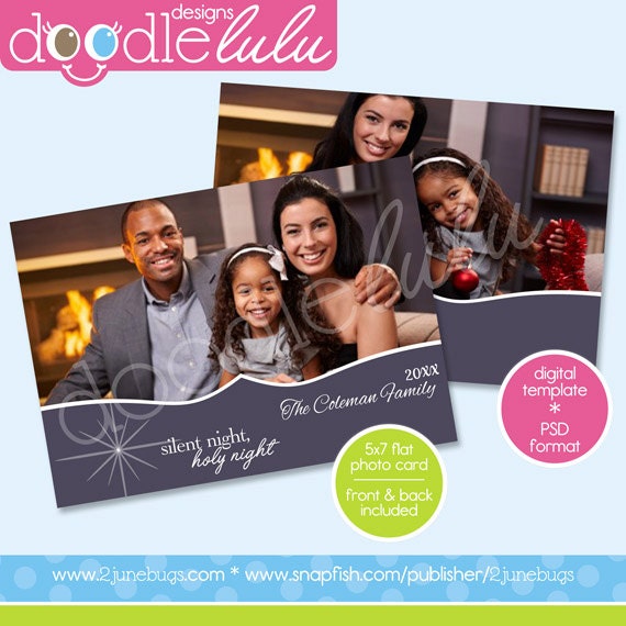 INSTANT DOWNLOAD Digital Printable 5x7 Modern Gray with Star Christmas Photo Card Template (Photoshop) PSD by Doodlelulu 2 june bugs Il_570xn