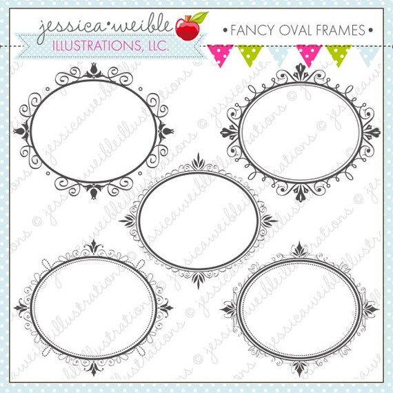 Fancy Oval Frames - Digital Clipart for Commercial or Personal Use, Frames, Fancy Frames, Frame Graphics, Frame Clipart Il_570xn