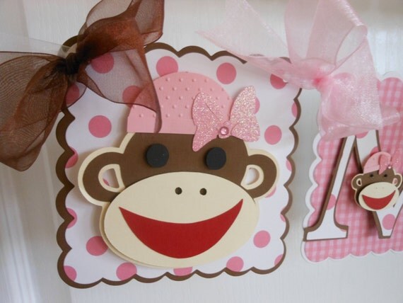 Save 15%-Sock Monkey Girl Birthday Party Package Il_570xn