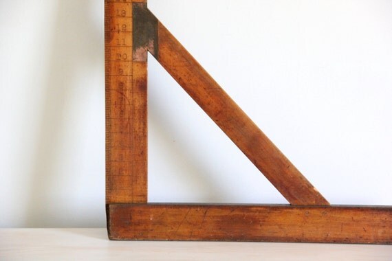 antique wooden framing square / carpenters tool by wretchedshekels