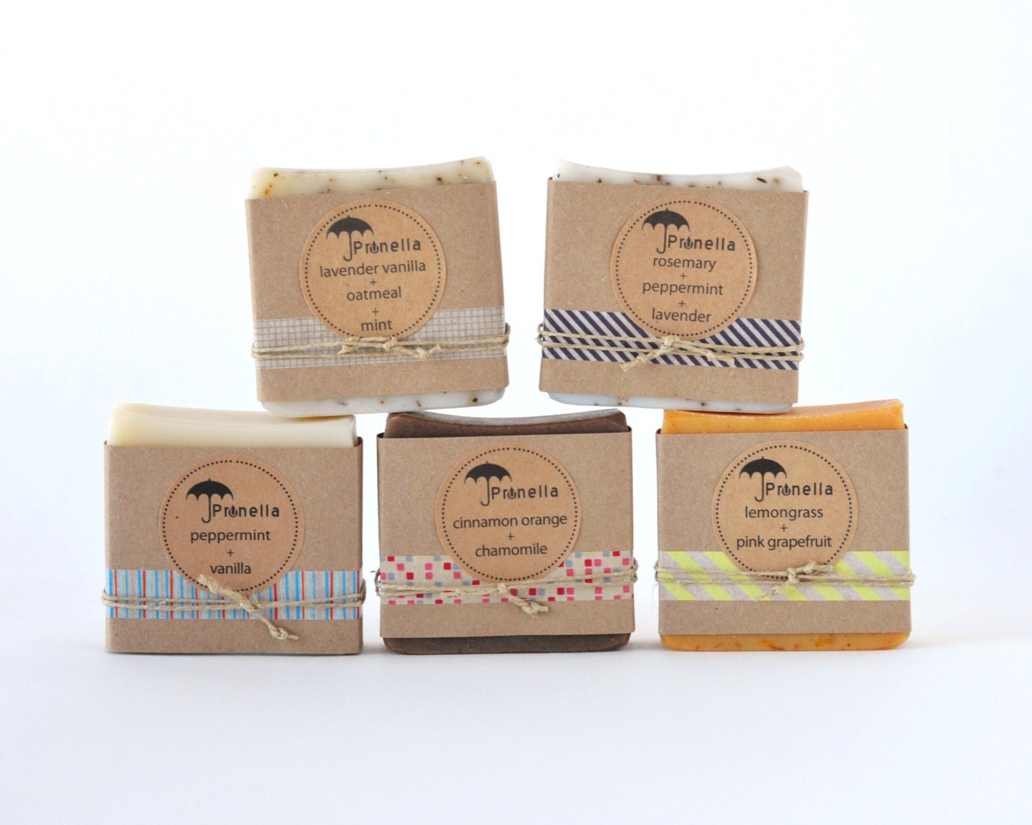 Choose Any 5 Bars of Prunella Soap - Kraft Paper Wrap - Vegan soap gift set