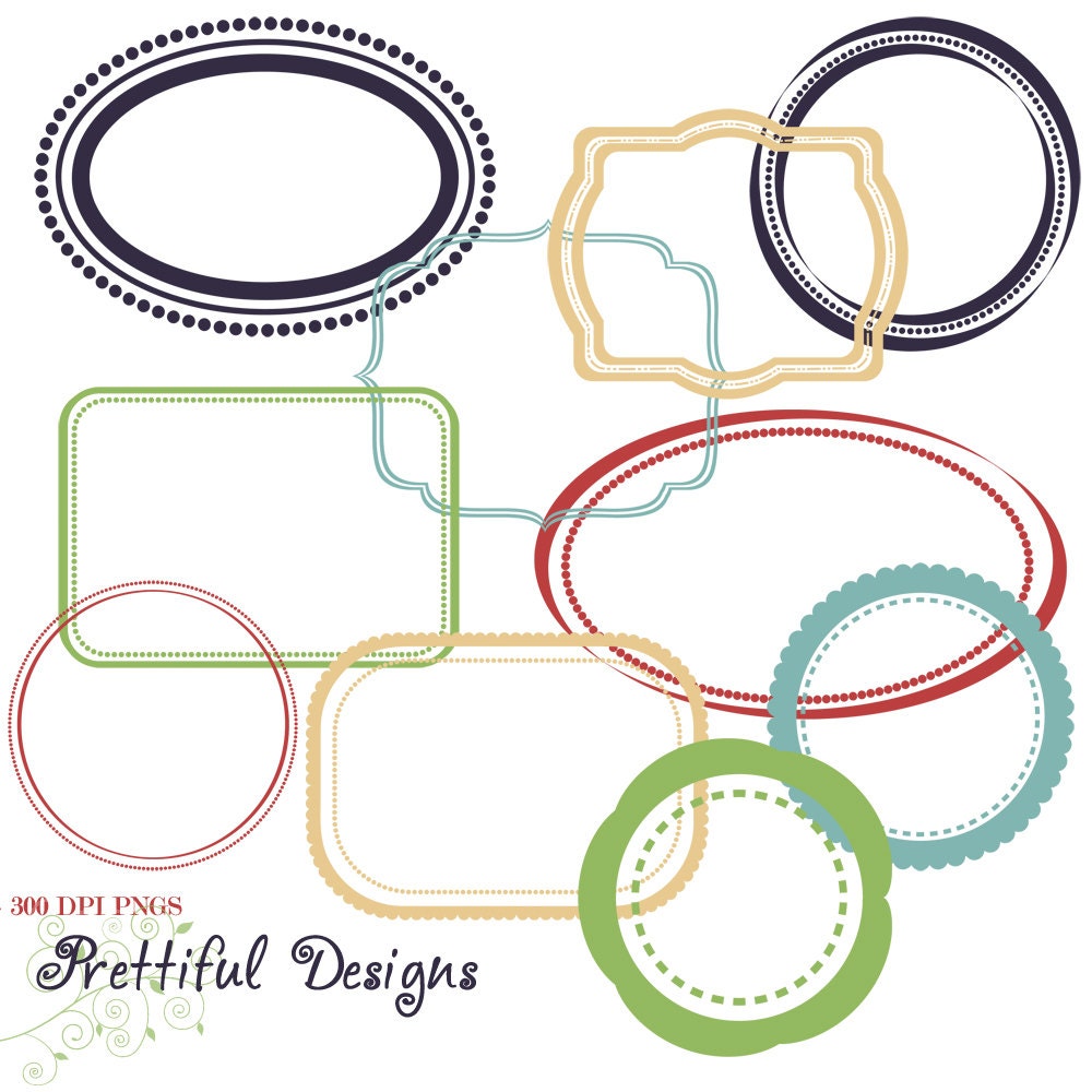 50% OFF SALE Digital Frame Clip Art Navy Red Blue Green Commercial Use Smooth (735) Il_570xn