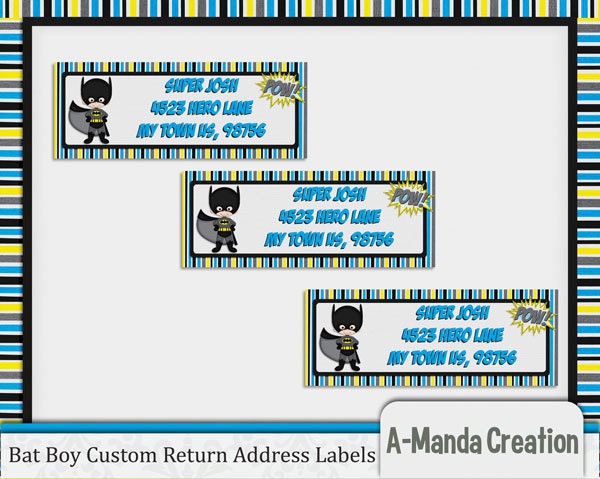 Super Hero Bat Boy Custom Return Address Labels Il_570xn