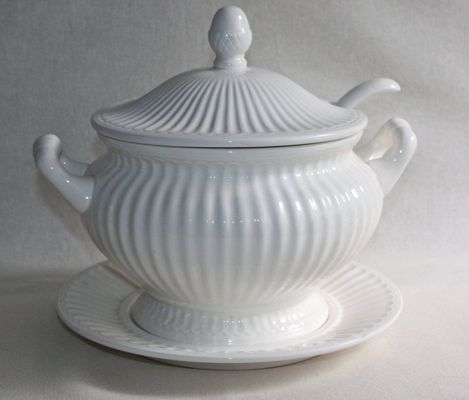 Vintage Soup Tureen with Ladle and Underplate by PeriodElegance