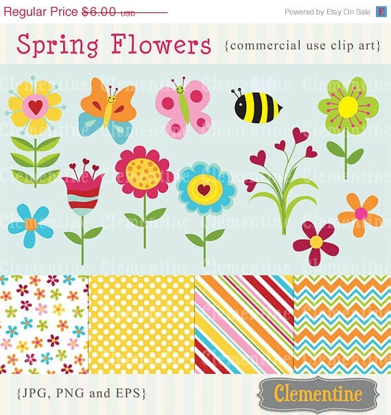 40% OFF SALE Spring Flowers clip art images, flower clipart, flower vector, royalty free clip art-- Instant Download Il_570xn