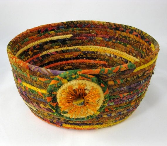 Coiled Rope Basket Clothesline Rich Upcycled by SallyManke