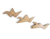 Origami Crane Magnets - Laser Cut Wooden Japanese Modern Minimal Origami Crane Decor - HavokDesigns