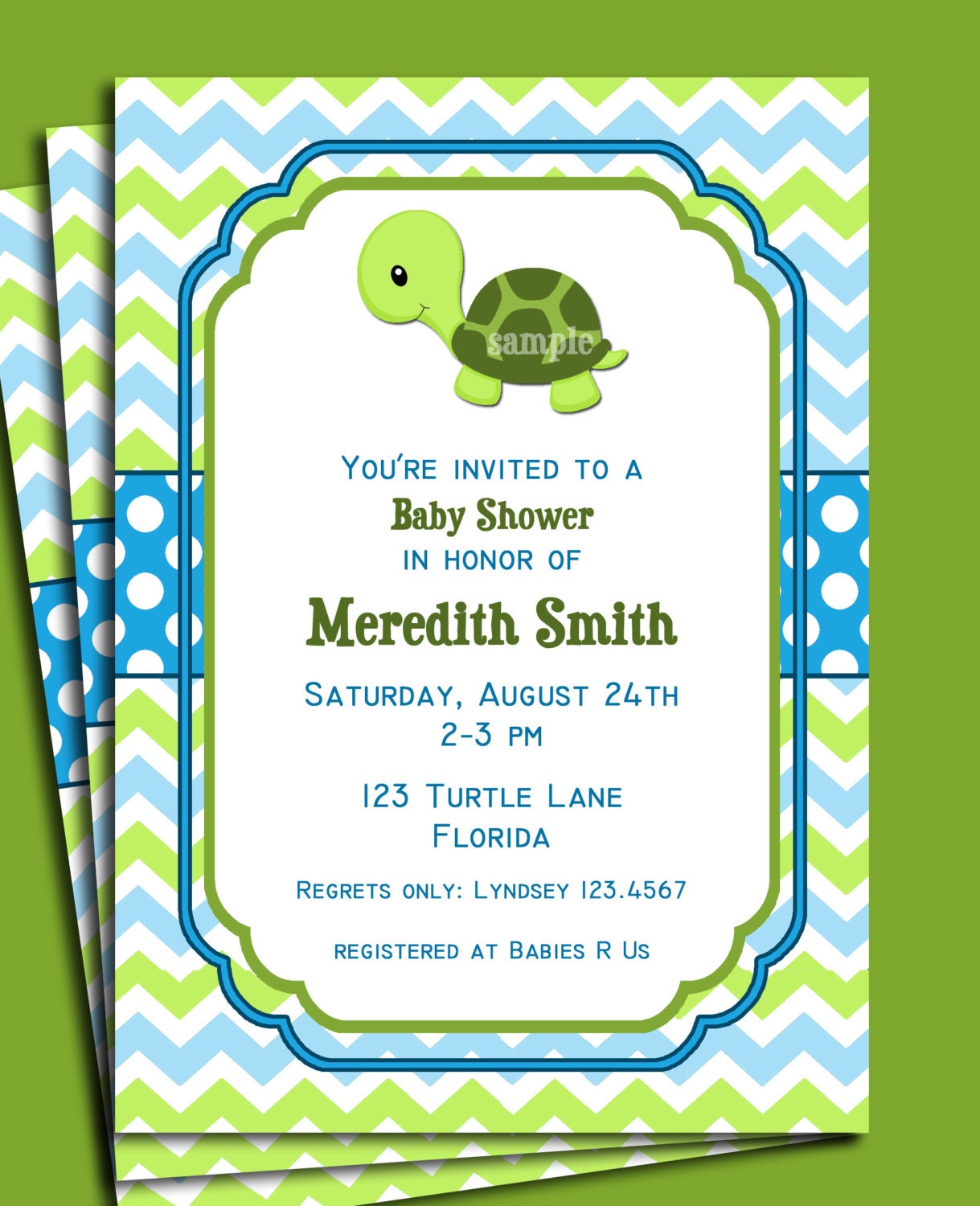 Turtle Invitation Printable - Birthday or Baby Shower - You Pick ...