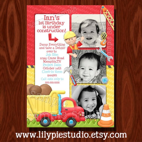 Construction Themed Party Invitation Printable Digital File Il_570xn