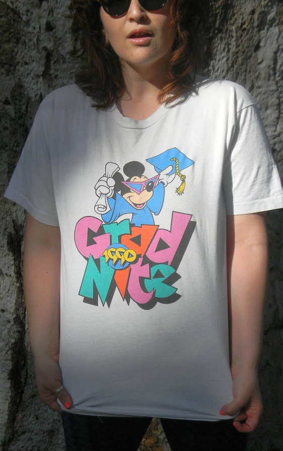 90s Offical Disney Mickey Mouse Cartoon Tshirt Grad Night