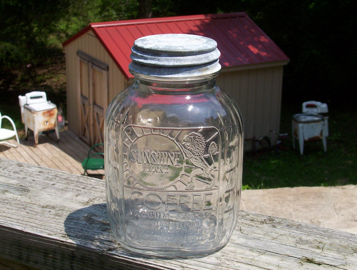 Vintage Sunshine Coffee Jar Springfield Grocer Co by ozarksfinds