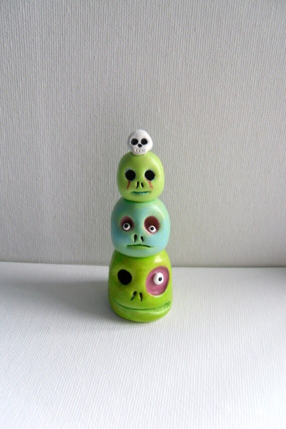 Polymer Clay Sculpture The Zombie Totem by ErinlesHouse on Etsy