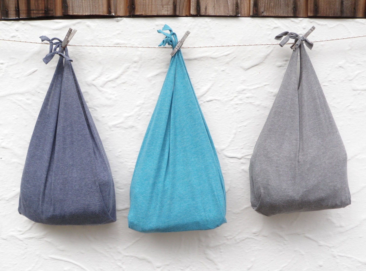 Reusable Produce Bag Compact Fold Up Grocery Tote Blue Grey Zebra Pocket T-Shirt Bag - WildPlumTree Reusable Produce Bag Compact Fold Up Grocery Tote Blue Grey Zebra Pocket T-Shirt Bag - WildPlumTree