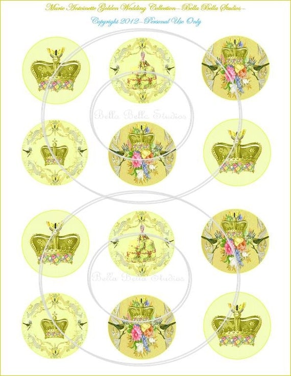 MARIE ANTOINETTE PRINTABLE Cupcake Toppers - Party Circles - Instant Download by Bella Bella Studios Il_570xn