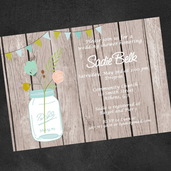 Printable Mason Jar Wedding Shower Invitation. Bridal Shower. Bridal ...