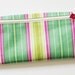 Cash envelope system budget wallet with 6 tabbed dividers // turquoise, pink, green stripes designer laminated cotton fabric