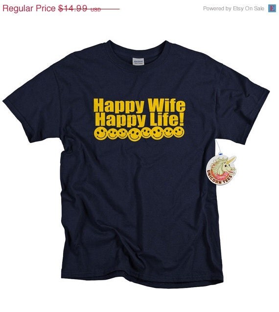 Unique engagement gifts funny Happy Wife Happy life by UnicornTees