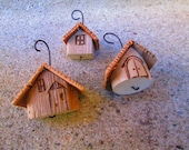 3 Cottage House Ornaments Miniature One of a Kind Garden Decorations - WalkSoftly13