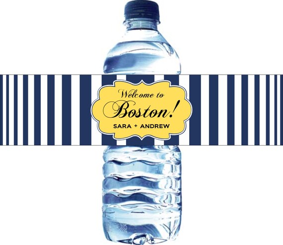 30 Waterproof Water Bottle Labels - Printed labels with your wedding colors Il_570xn