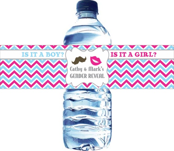 30 Gender Reveal Water Bottle Labels - Waterproof and self stick Il_570xn