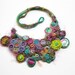 RESERVED - Statement bib necklace, knitted with bamboo, textile and plastic beads, colorful, OOAK