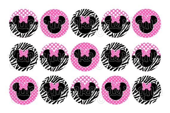INSTANT DOWNLOAD ~Disney Pink Zebra Minnie Mouse Inspired Clipart Images~ 4x6 Digital 1" Inch Bottle Cap Image/Digital Collage sheet Il_570xn