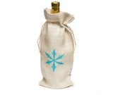 Burlap Wine Bag with Hand Screened "Snowflake" Print - STRUCTUREbags