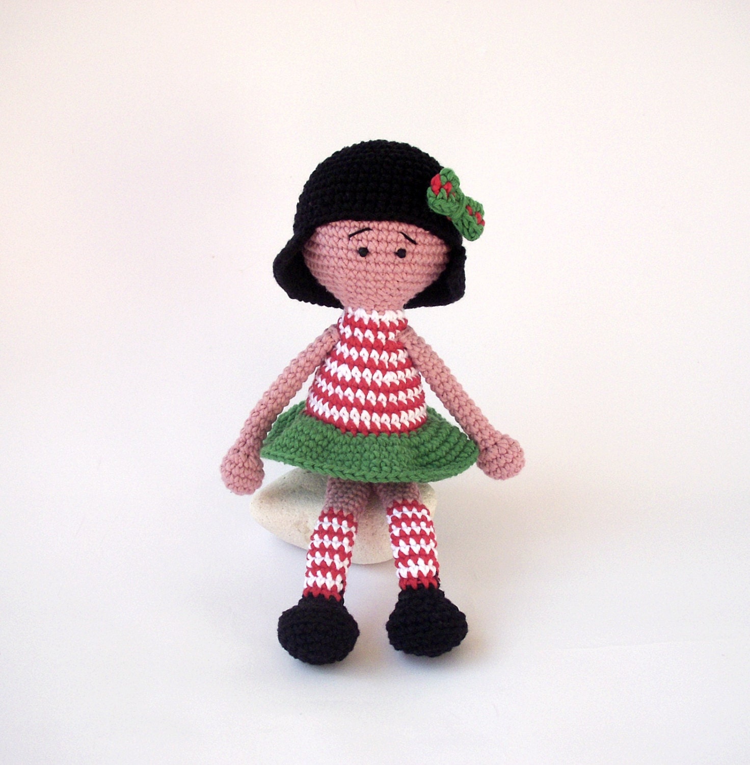 Christmas Primitive Crocheted Doll Crocheted Toy Eco Friendly