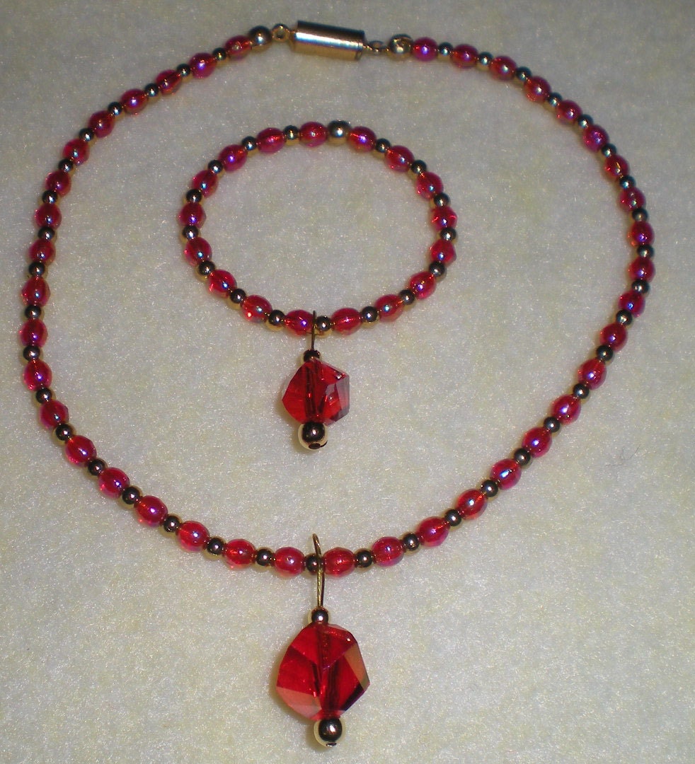 Items similar to Red & Gold American Girl Doll Jewelry Set on Etsy
