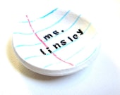 Personalized Gift for Teacher- paperclip dish- unique- lined paper dish - TheClayBeanCo